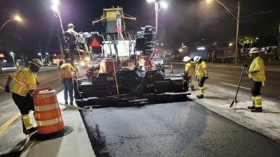Paving operations along East Bay Drive (March 2026 photo)
