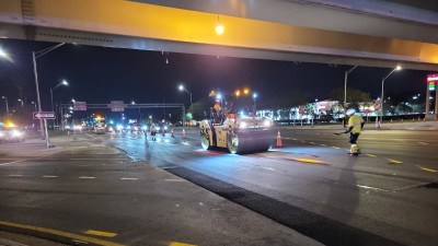 Paving operations at intersection of East Bay Drive and US 19 (March 2026 photo)