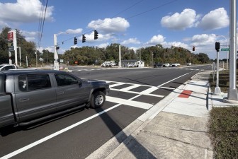 Looking east at the new signals at SR 44 and Gospel Island Road (11/24/2024 photo)