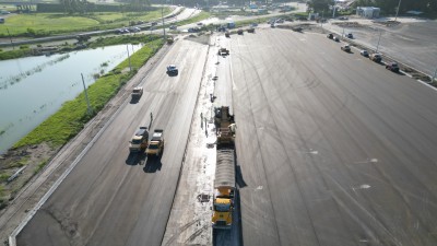 Aerial view showing newly paved I-4 Truck Parking Facility (August 2026)
