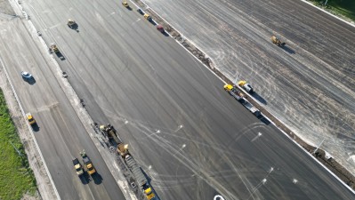 Aerial view showing newly paved I-4 Truck Parking Facility (August 2026)