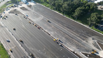 Aerial view showing newly paved I-4 Truck Parking Facility (August 2026)