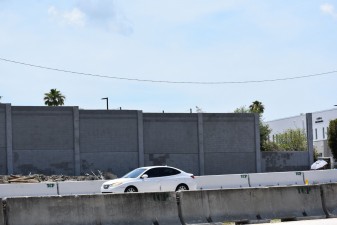 Noise barriers are being installed along the west side of I-275 at 25th St N and 58th Ave N (5-21-2026 photo)