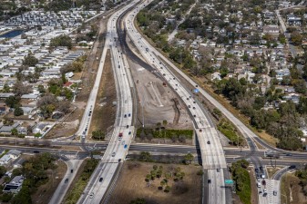 Looking north over I-275 from the 38th Avenue N interchange (2-17-2026 photo)
