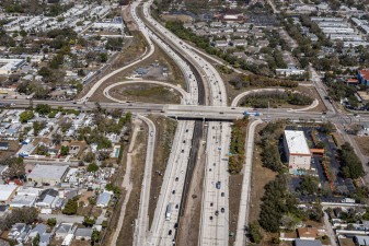 Looking north over I-275 at the 54th Avenue N interchange (2-17-2026 photo)