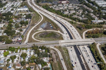 Temporary pavement for future traffic shift in the median at 54th Avenue N (12-15-2025 photo)