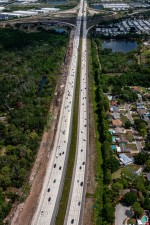 Looking northwest over I-275 toward Gandy Boulevard at road widening work on the west side of the interstate (5-14-2026 photo)