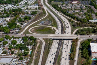 Looking north over I-275 at the 54th Avenue N interchange (3-17-2026 photo)