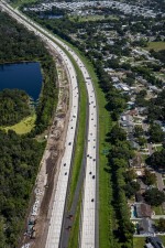 Looking north over I-275 at widening work on the west side of the corridor next to Sawgrass Lake Park (9-15-2026 photo)