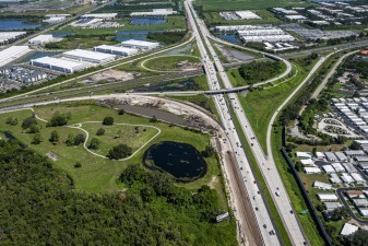 Looking north over I-275 at construction in the Gandy Blvd. interchange area (9-15-2026 photo)