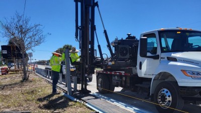 Crews install guardrail along Tyrone Boulevard (February 2026 photo)
