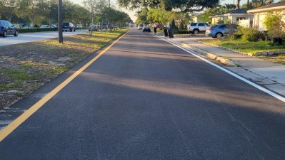 Frontage Road repaving (April 2026 photo)