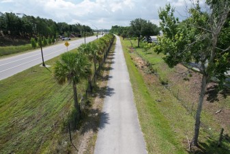 Before construction: Looking southeast at the Suncoast Trail next to the vehicle entrance ramp onto SR 589 (5-13-2026 photo)