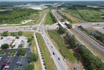 Before construction: Looking northwest over the Suncoast Trail at the SR 54 / SR 589 interchange (5-13-2026 photo)