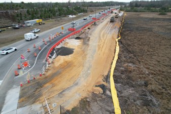 Looking south at the beginning of work for the bridge approach on the south side of SR 52 (2-18-2026 photo)