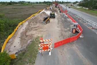 Looking north at the temporary realignment of the Suncoast Trail south of SR 52 (4-9-2026 photo)