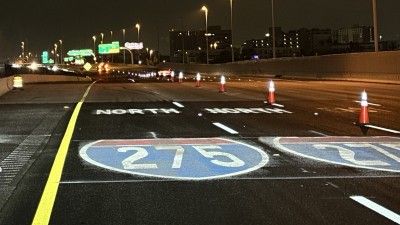 I-275 pavement markings installation work (Photo July 2026)