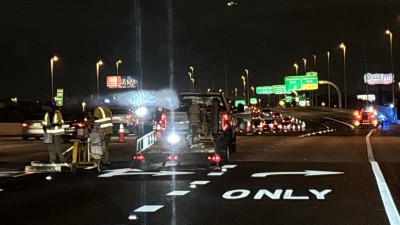 I-275 pavement markings installation work (Photo July 2026)