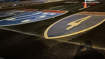 I-275 pavement markings installation work (Photo July 2026)