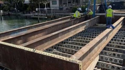 Crews assemble deck support (May 2026 photo)