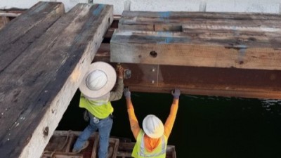 Crews secure the crane mats (September 2026 photo)