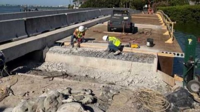 Demo of substructure caps on 62nd Ave S Bridge (May 2026 photo)