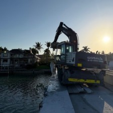 Removal of existing barrier wall (March 2026 photo)
