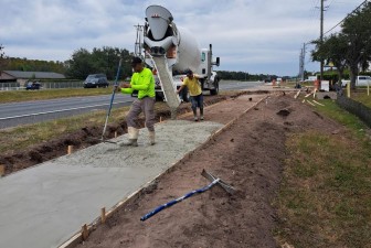 Looking south at sidewalk construction on the west side of US 41 between Causeway Blvd. and Gator Lane (11-6-2025 photo)