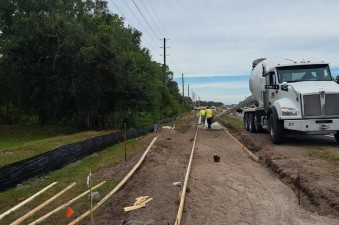 Looking north at sidewalk construction on the west side of US 41 between Gator Lane and Causeway Blvd. (11-6-2025 photo)