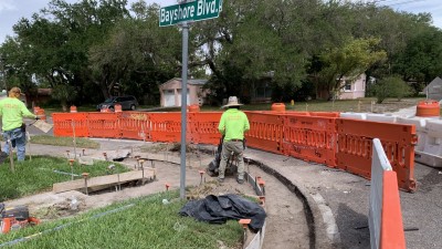 Crews form curbs along Bayshore Blvd (March 2026 photo)