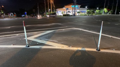 Installed delineators on US 19 at Tampa Road (June 2026 Photo)