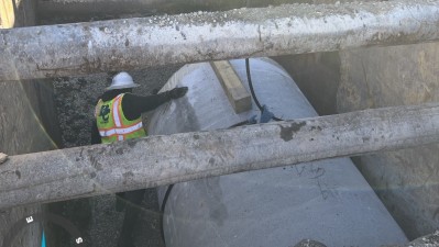 Crews install drainage structure along Curlew Road (January 2026 photo)