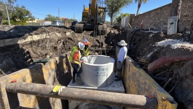 Crews install drainage structure along Curlew Road (January 2026 photo)