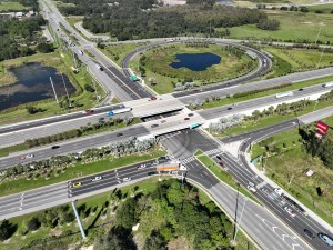 Looking northwest at the SR 52 interchange at I-75 where operational improvements were just completed (10-15-2026 photo)