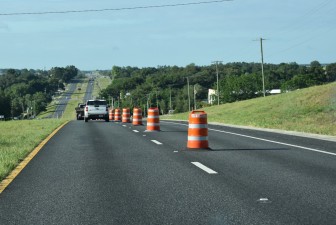 Looking south on US 301 at the southbound right lane closure approaching Wire Road (5-14-2026 photo)
