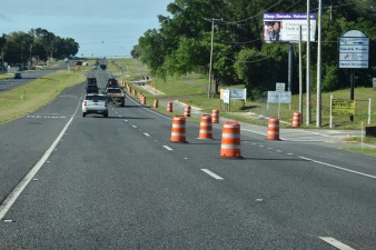 Looking south on US 301 at the end of the southbound lane closure just past Wire Road (5-14-2026 photo)