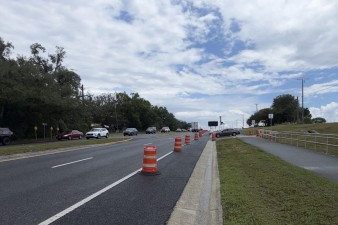 Looking south at beginning of a long-term lane closure on southbound US 301 (5-13-2026 photo)