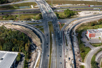 Looking west at interchange construction on SR 56 on the east side of I-75 (November 16, 2020 photo)