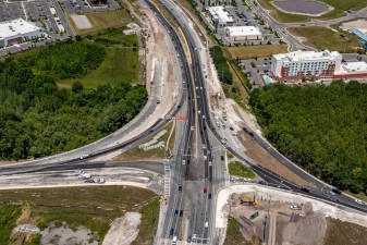 Looking west over SR 56 at southbound I-75 interchange ramps (5/14/2021 photo)