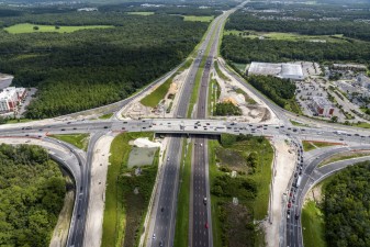 Looking north over I-75 at the SR 56 interchange (7/15/2021 photo)