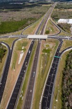 Looking north over I-75 at the SR 56 Diverging Diamond Interchange (2/16/2023 photo)