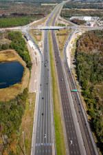Looking north over I-75 towards the SR 56 diverging diamond interchange construction (Dec. 13, 2020 photo)